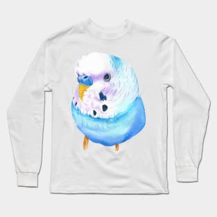 budgerigar blue and purple watercolor Long Sleeve T-Shirt